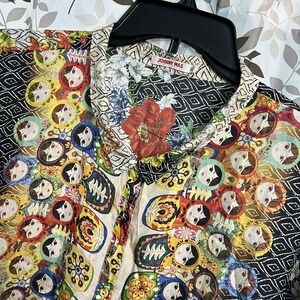 Johnny Was Babette Silk Russian Nesting Doll Print Tunic Blouse Size XL Floral